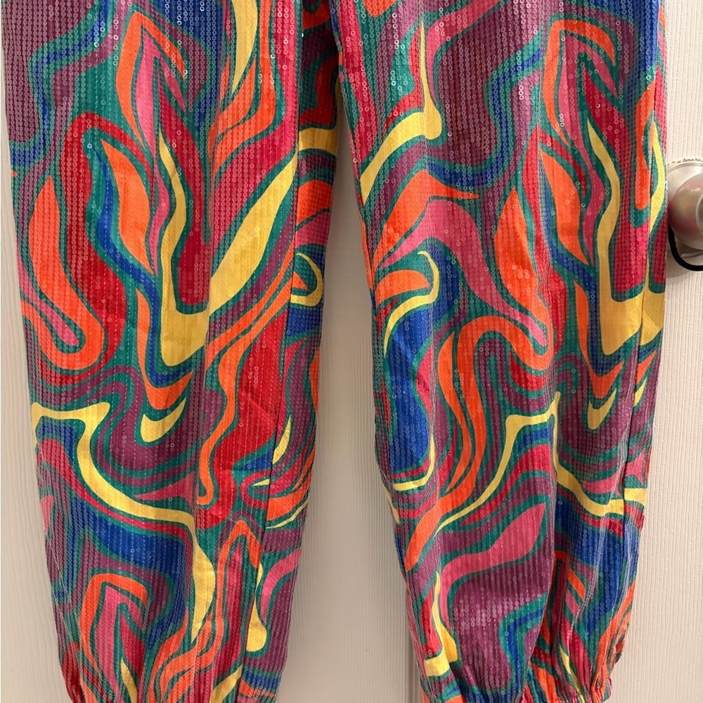 Designer Alden Adair 70s Retro Glam Inspired Elton Pants Wonderland Sequin NWT - Picture 5 of 9